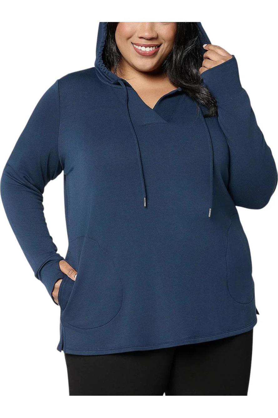 Brandis Dress Out Loud Acquitted Knit Split Neck Hoodie Navy - Regular